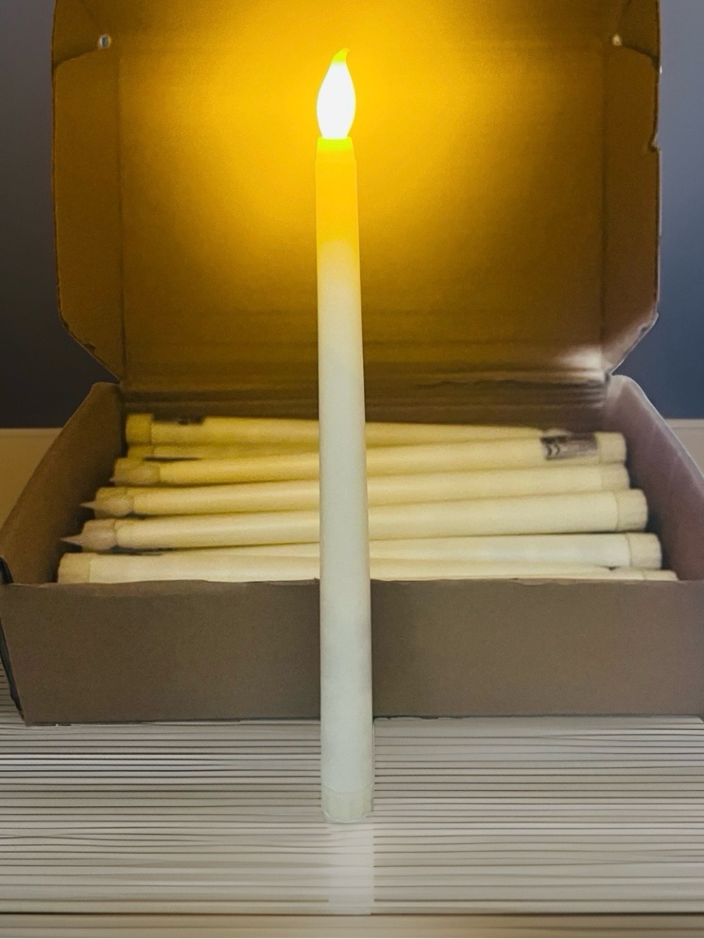 Lot of 40 Flameless LED Taper Candles Ivory Cream 11 Inch Battery Operated